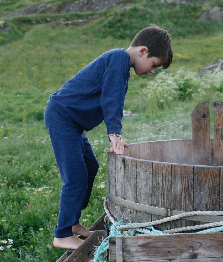 Cosilana todelt ullsett genser og bukse økologisk ullfrotté blå - Image 2