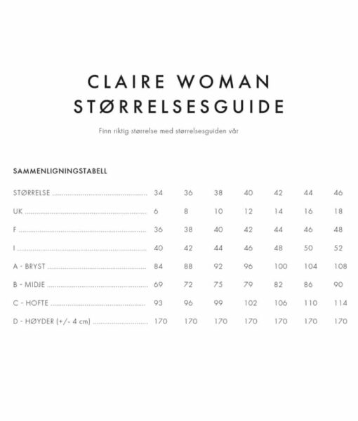 Claire Woman størrelsesguide
