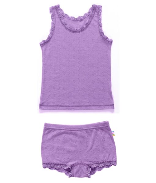 Joha basic ull/silke singlet og underbukse med blonder purple