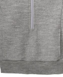 Disana half-zip genser i 100% økologisk kokt merinoull grå nærbilde