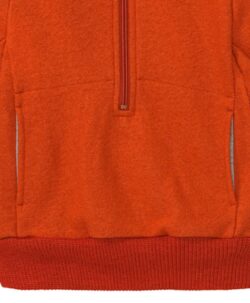 Disana half-zip genser i 100% økologisk kokt merinoull orange nærbilde