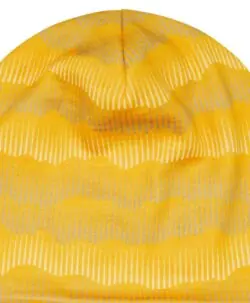 ColorWool Merino dobbel lue i ull/bambusviskose nordlys smørblomst nærbilde