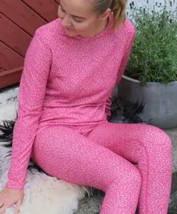 ColorWool Merino dame genser og longs ull/bambusviskose blader bringebær