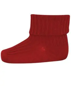 mp Denmark ribbestrikket sokk i ull med oppbrett tomato