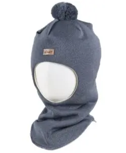 KIVAT foret balaclava ull med en dusk og logo Dueblå