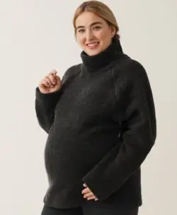 BOOB wool pile sweater i resirkulert ull almost black