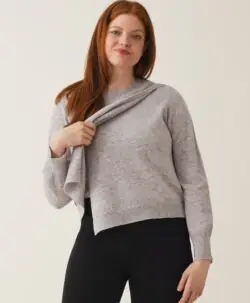 BOOB strikket ull graviditet og ammegenser crewneck light grey melange