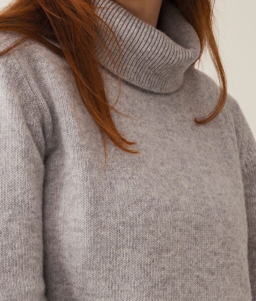 BOOB strikket ull graviditet og amme tunica turtleneck light grey melange - Image 4