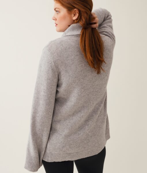 BOOB strikket ull graviditet og amme tunica turtleneck light grey melange - Image 2
