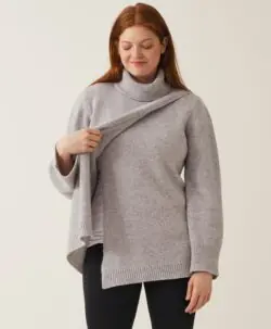 BOOB strikket ull graviditet og amme tunica turtleneck light grey melange