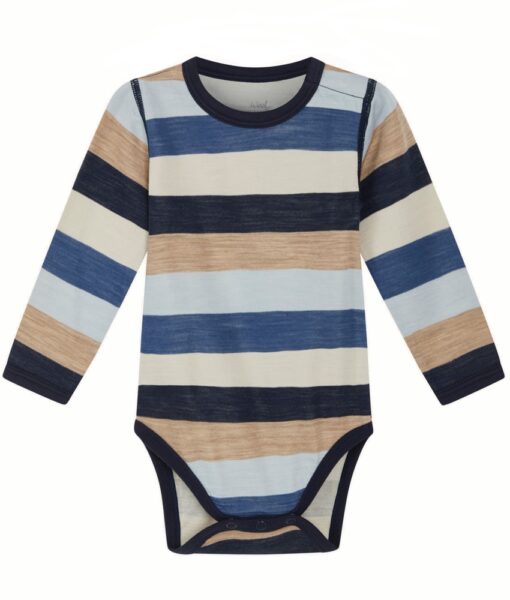 Hust&Claire body ull/bambusviskose striper Cloud Blue