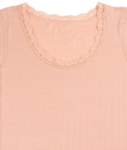 Joha Dame t-skjorte ull/silke ribb Peach - Image 2