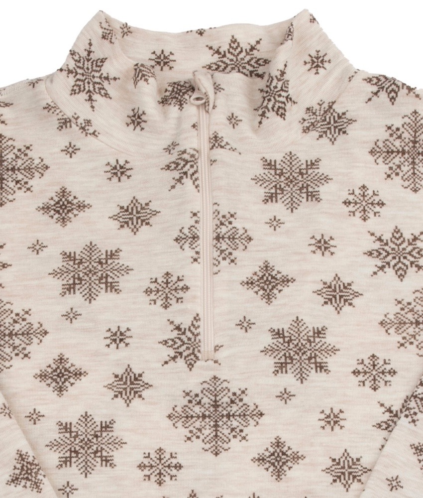 Joha Dame ullgenser med hals med glidelås snøkrystaller Beige - Image 2