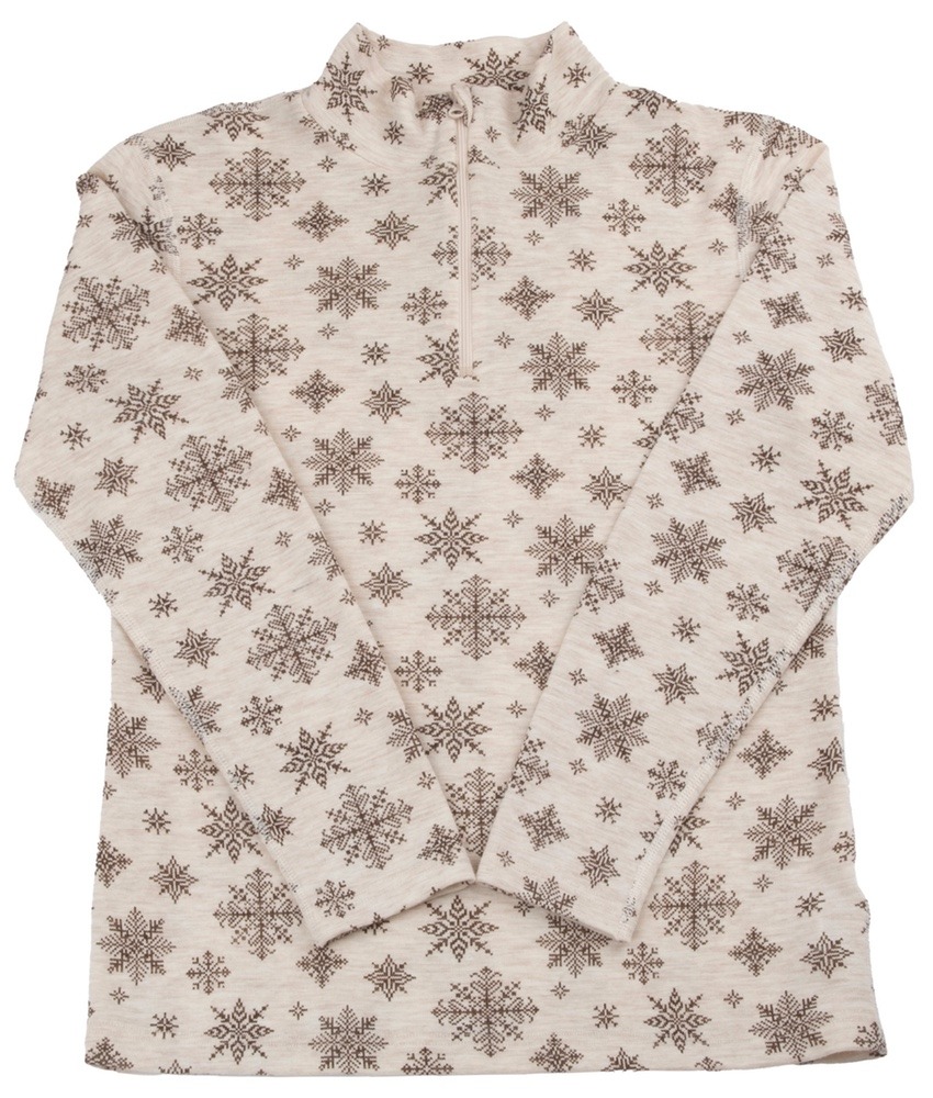 Joha Dame ullgenser med hals med glidelås snøkrystaller Beige