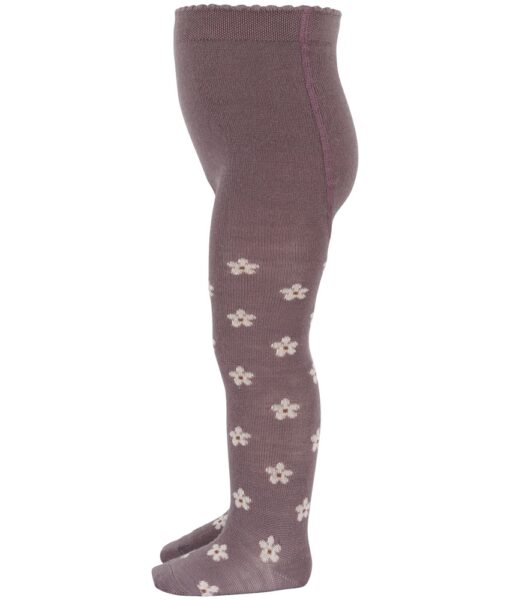 mp Denmark Marie strømpebukse i ull søte blomster Dark Purple Dove - Image 2