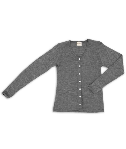 Engel Dame cardigan med perlmorsknapper økologisk merinoull Slate