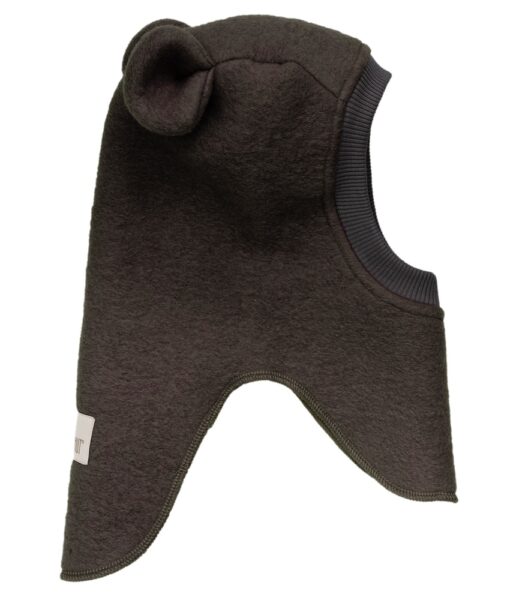 HUTTEliHUT balaclava i tovet ull med små ører Dark Brown Melange - Image 2