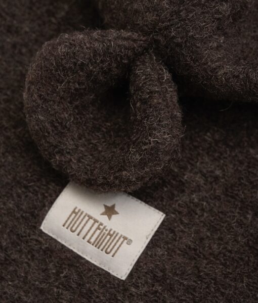 HUTTEliHUT balaclava i tovet ull med små ører Dark Brown Melange - Image 3
