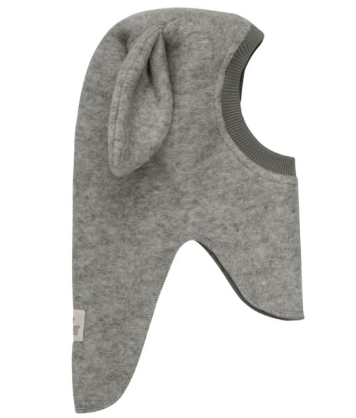 HUTTEliHUT balaclava i tovet ull med kaninører Medium Grey Melange - Image 3