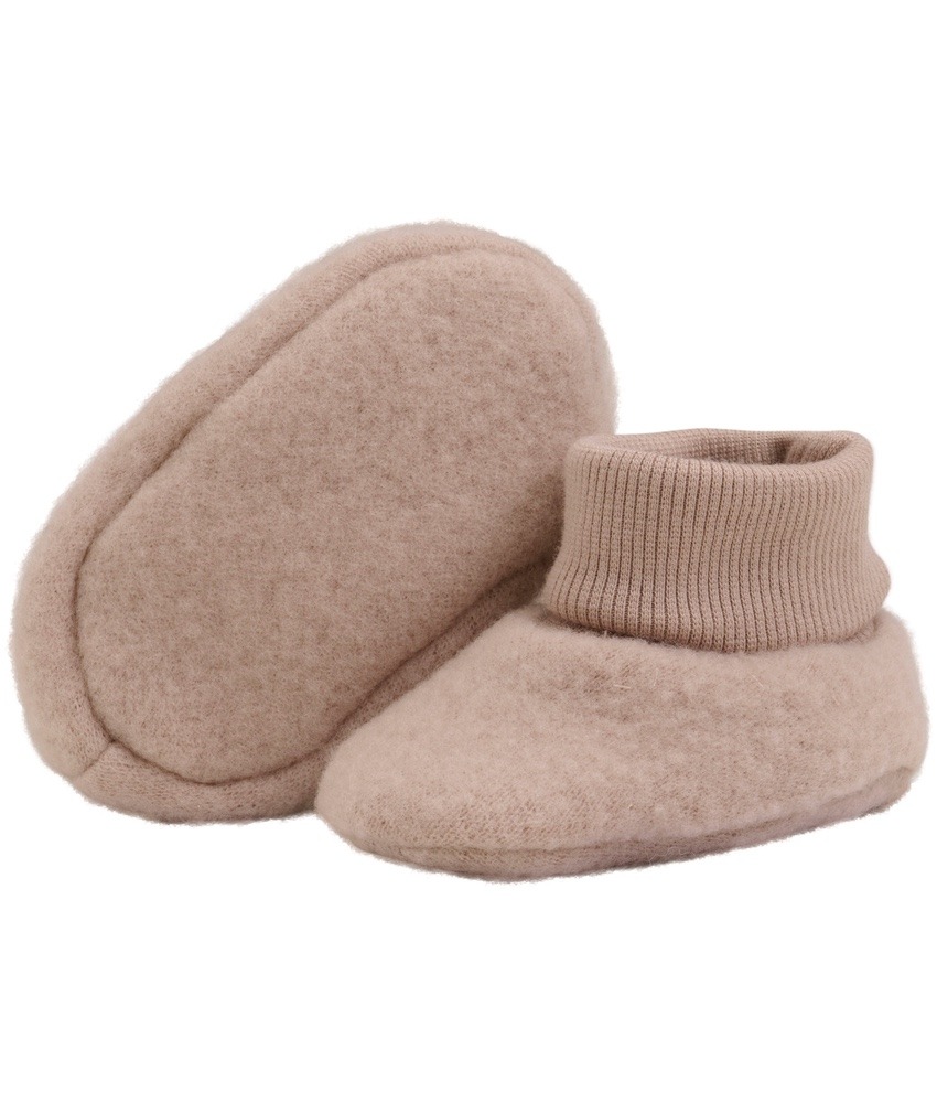 HUTTEliHUT 2-lag babytøfler i ullfleece mahogany rose
