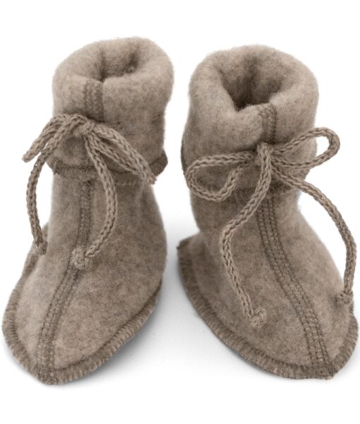 Engel økologiske ullfleece babytøfler Walnut Melange
