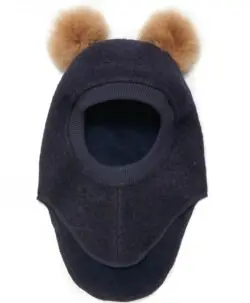 HUTTEliHUT basic big bear balaclava i tovet ull med alpakkadusker Dark Navy