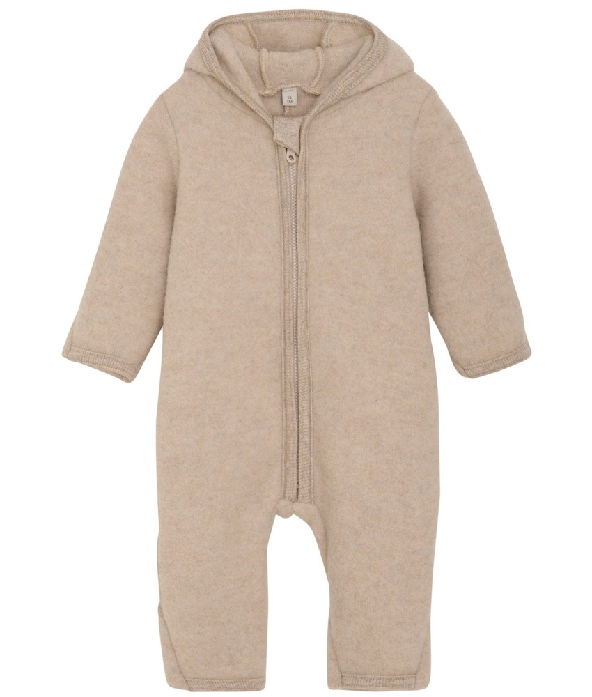 HUTTEliHUT basic ullfleecedress mini med små ører camel melange - Image 4