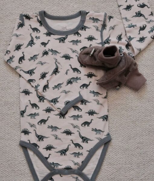 Hust&Claire body ull/bambusviskose dinosaurer Jade Green - Image 3