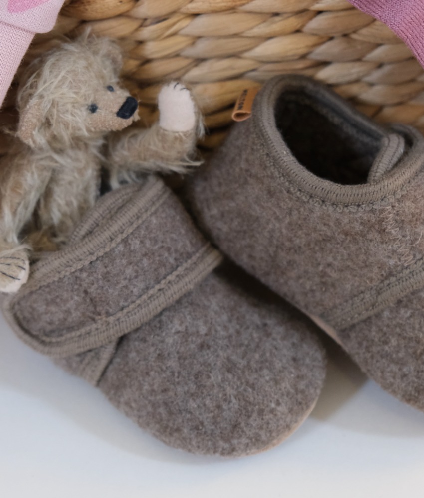 Melton basic ulltøfler med borrelås og skinnsåle Denver Melange - Image 2