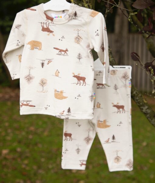Joha ullsett genser og longs skogsdyr Light Beige
