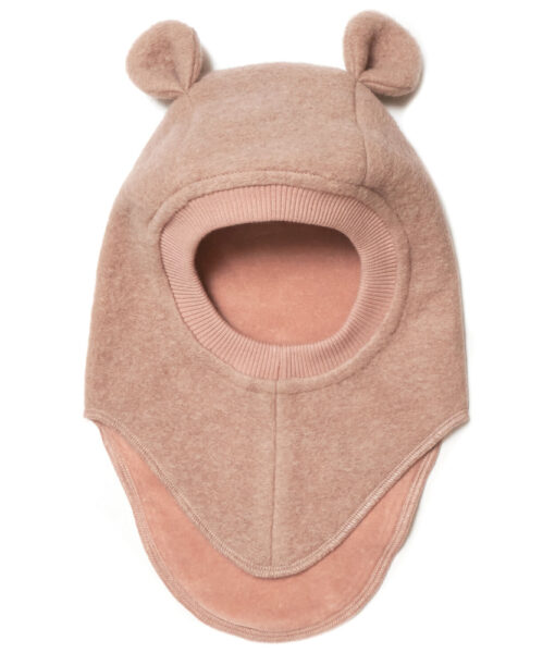 HUTTEliHUT basic balaclava i tovet ull med små ører Rose Melange