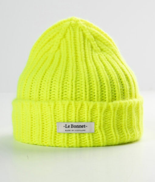 Le Bonnet Logo Beanie lammeull/angora - Fluo Yellow - Image 2
