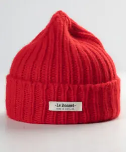 Le Bonnet Logo Beanie lammeull/angora - Crimson