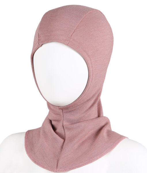 KIVAT myk balaclava i ull/silke gammelrosa
