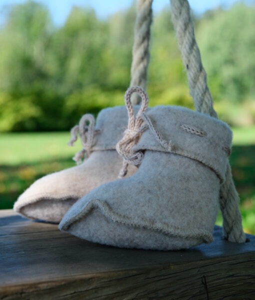 Engel økologisk ullfleece babytøfler Sand Melange