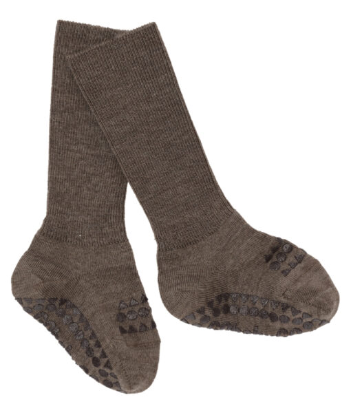 GoBabyGo antiskli sokker i merinoull Brown Melange