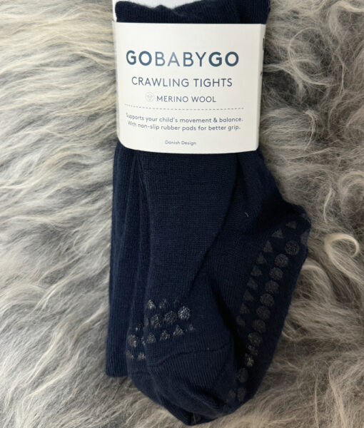 GoBabyGo krabbestrømpebukse i ull med antiskli knotter Midnight Blue - Image 3