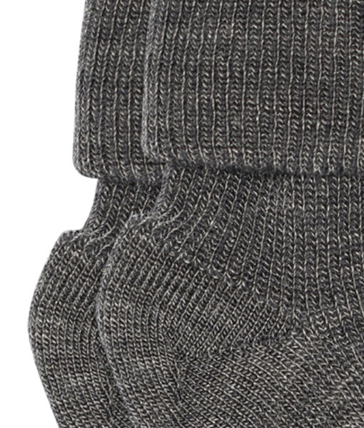 mp Denmark ribbestrikket sokk i ull/silke med oppbrett Medium Grey Melange - Image 2