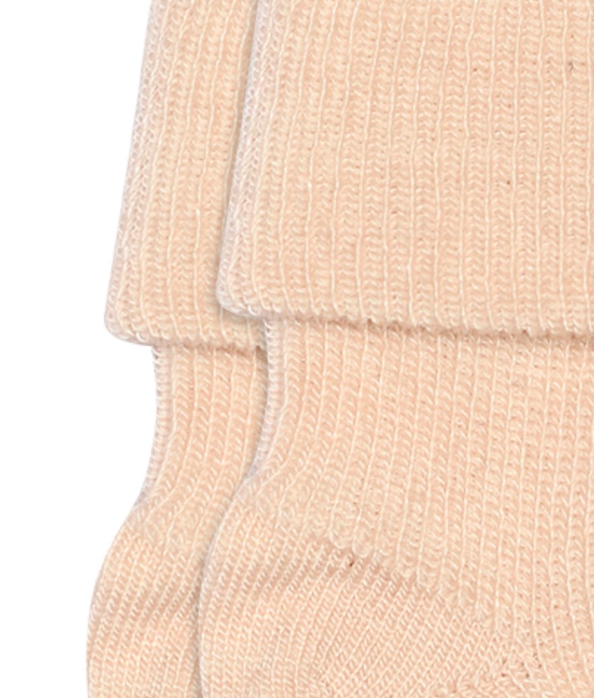 mp Denmark ribbestrikket sokk i ull/silke med oppbrett Rose Dust - Image 2