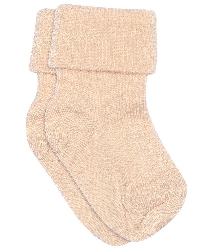 mp Denmark ribbestrikket sokk i ull/silke med oppbrett Rose Dust