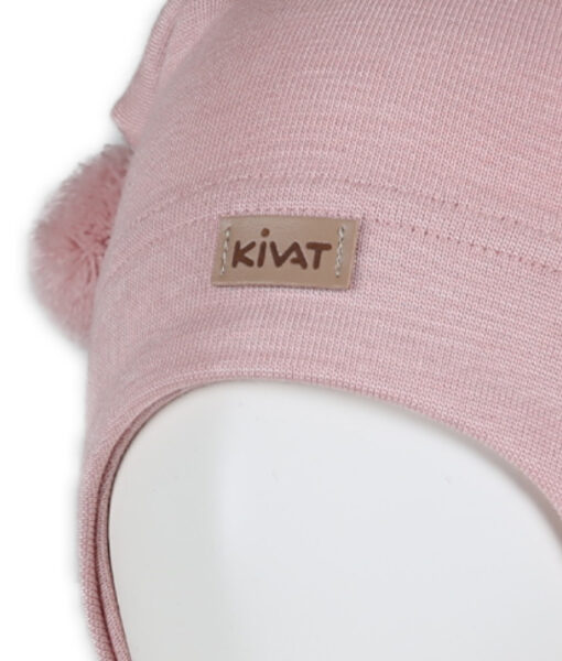 KIVAT myk lue med vindstopper i ull/silke med knyting lyserosa - Image 2