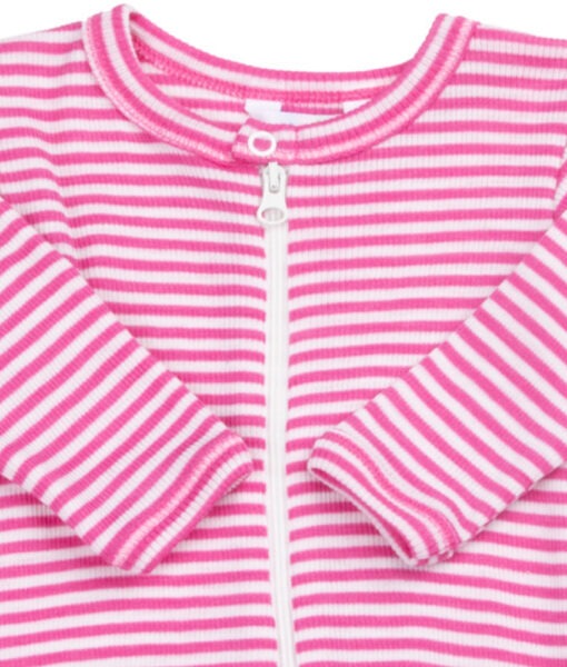 Joha heldrakt med glidelås i ull/silke striper Pink - Image 3