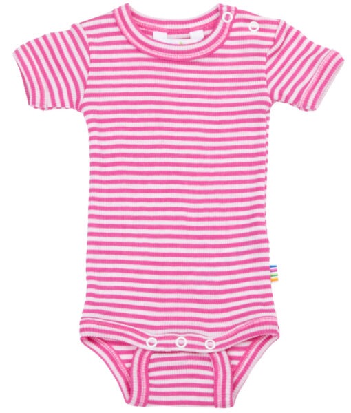 Joha body korte ermer i ull/silke striper Pink - Image 2