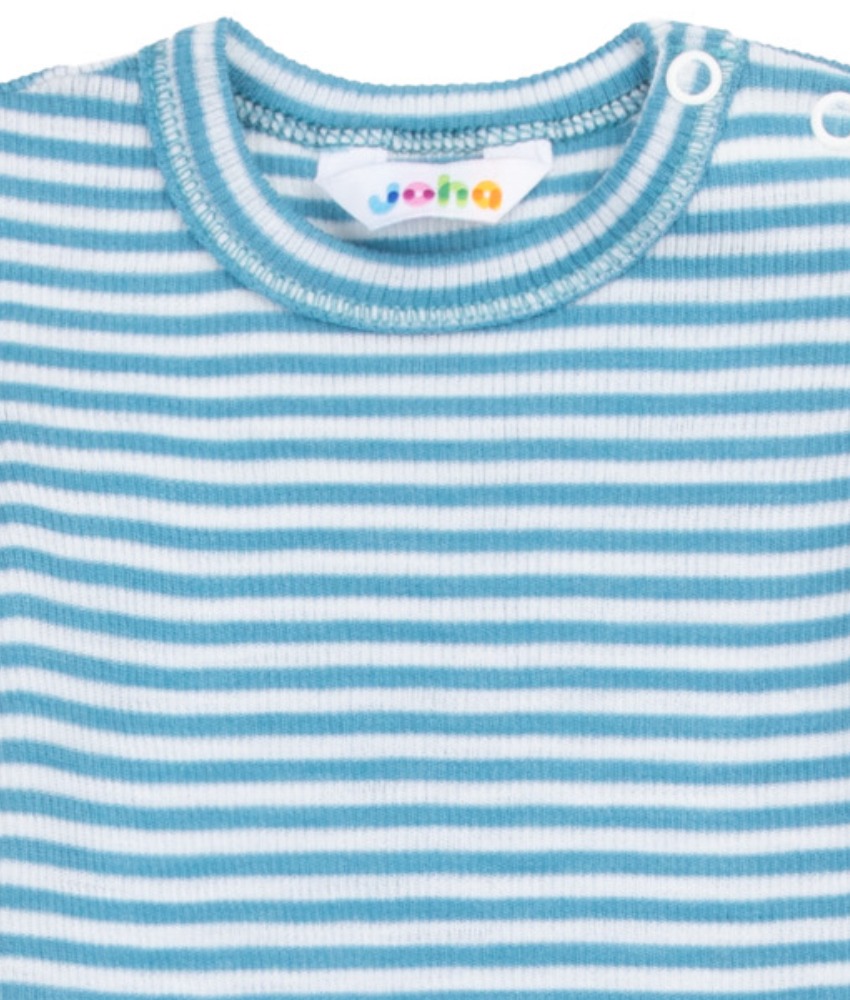 Joha body korte ermer i ull/silke striper Blå - Image 3