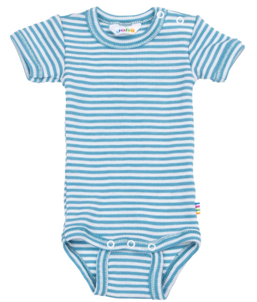 Joha body korte ermer i ull/silke striper Blå - Image 2