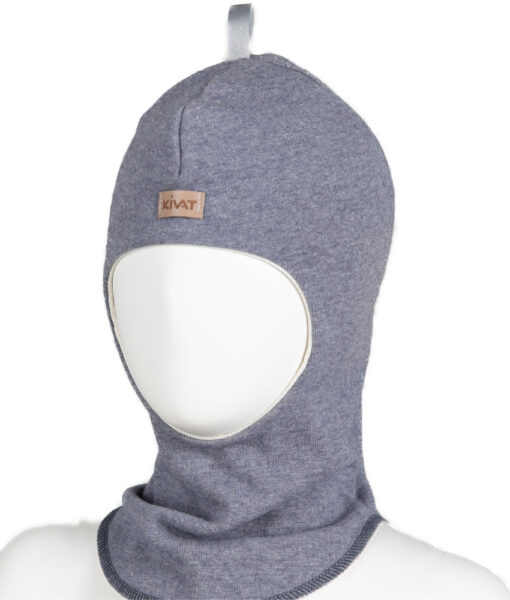 KIVAT foret balaclava ull/bomull med vindstopper og refleks dueblå