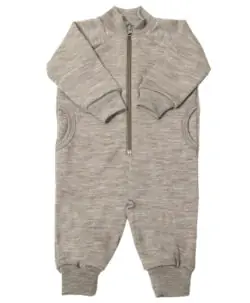 Joha basic ulldress med glidelås ullfleece på innsiden sesame melange
