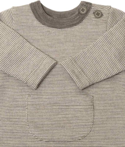 Joha kjole i 100% merinoull smale striper lys brun - Image 2