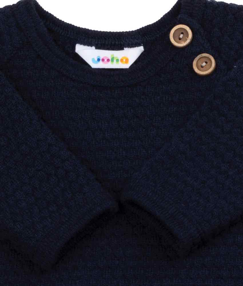 Joha kjole med treknapper i perlestrikk Navy - Image 2