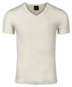 Vera & William Herre James t-skjorte merinoull og silke champagne